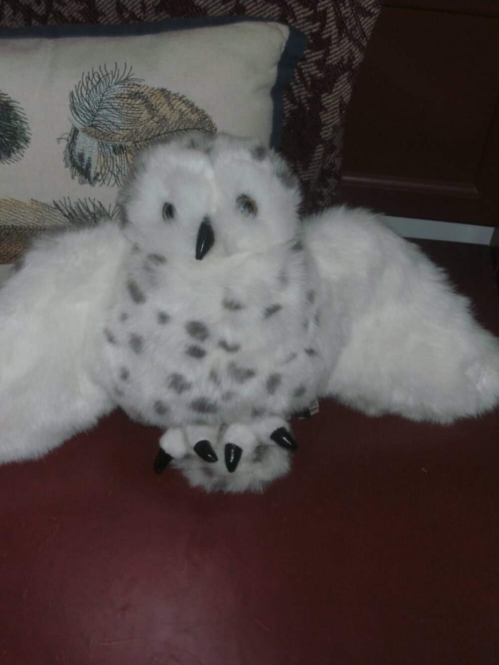 FOLKMANIS Snowy Owl Hand Puppet Turning Head 10" tall Wingspan 19"